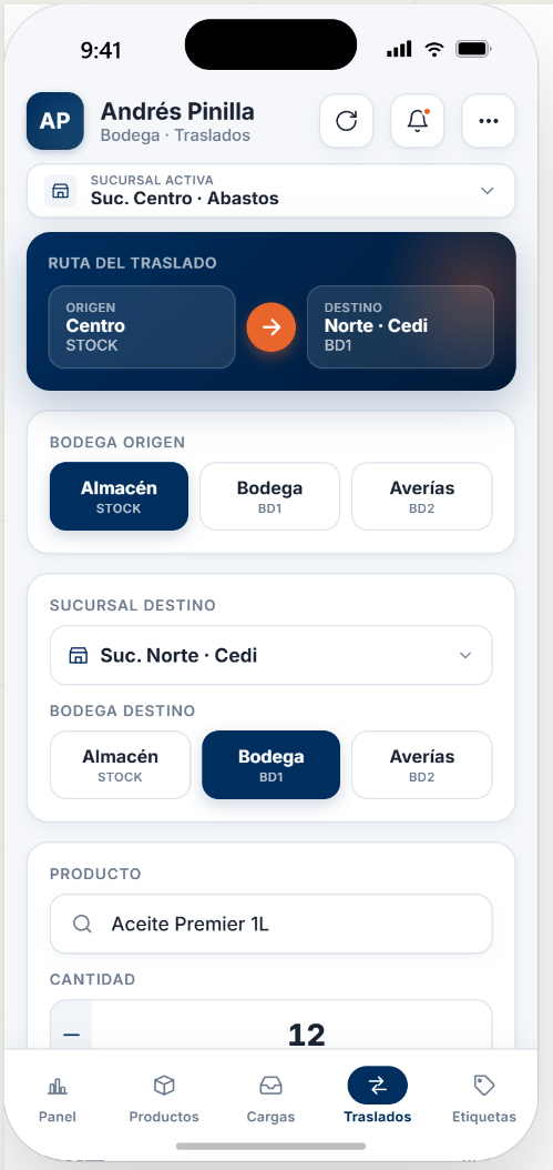 ControlMovil traslados de inventario